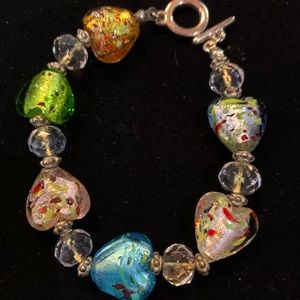 Blown Glass Heart Bracelet
